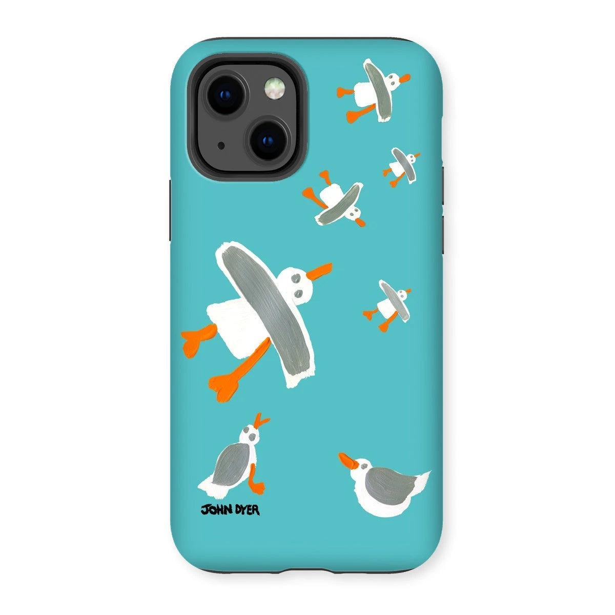 Tough Art Phone Case. Cornish Seagulls - Teal Colour. Artist John Dyer. Cornwall Art Gallery John Dyer