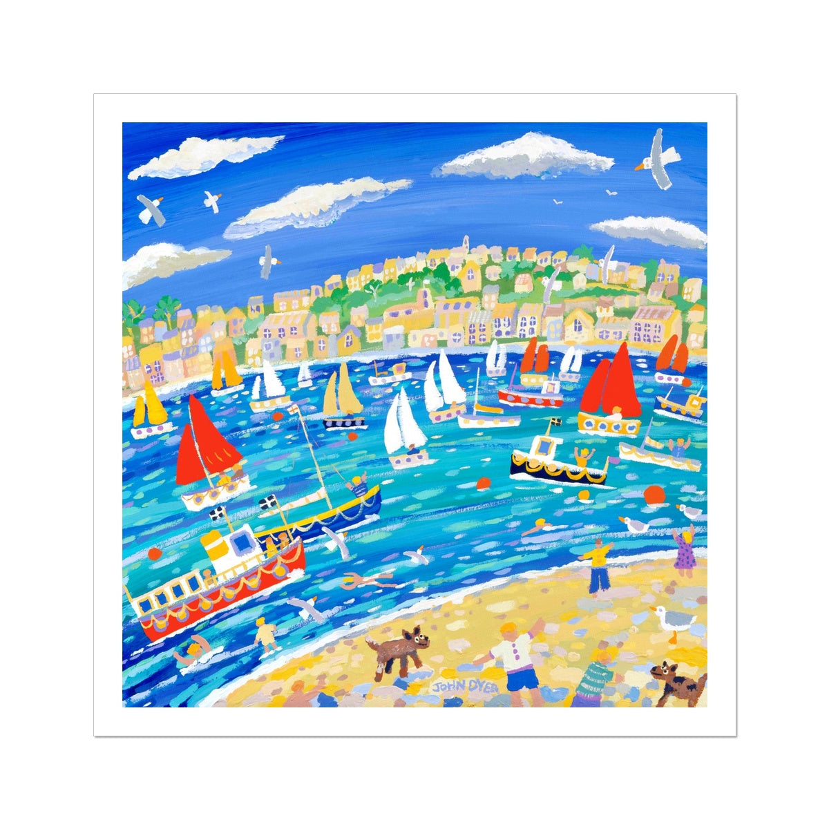 John Dyer Fine Art Print. Open Edition Cornish Art Print. 'Mad Dogs and Cornishmen'. Cornwall Art Gallery