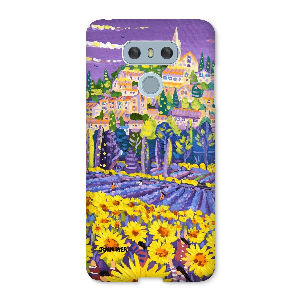 Snap Art Phone Case. Lavender & Sunflower Pickers, Provence, France. Artist John Dyer. Cornwall Art Gallery. John Dyer