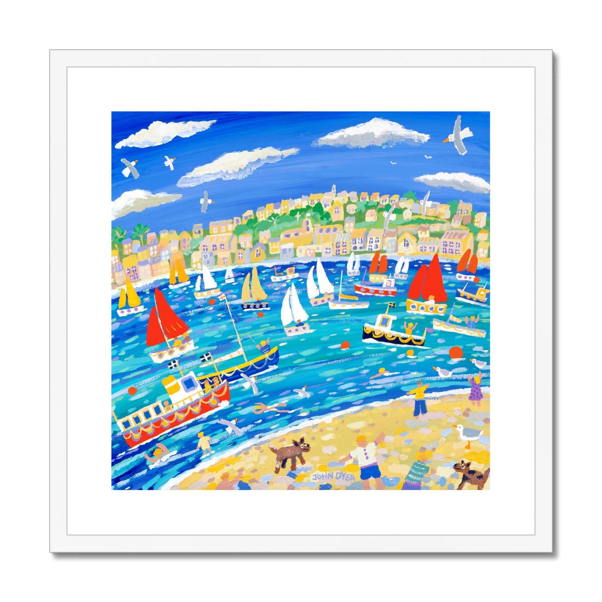 John Dyer Framed Open Edition Cornish Fine Art Print. 'Mad Dogs and Cornishmen'. Cornwall Art Gallery