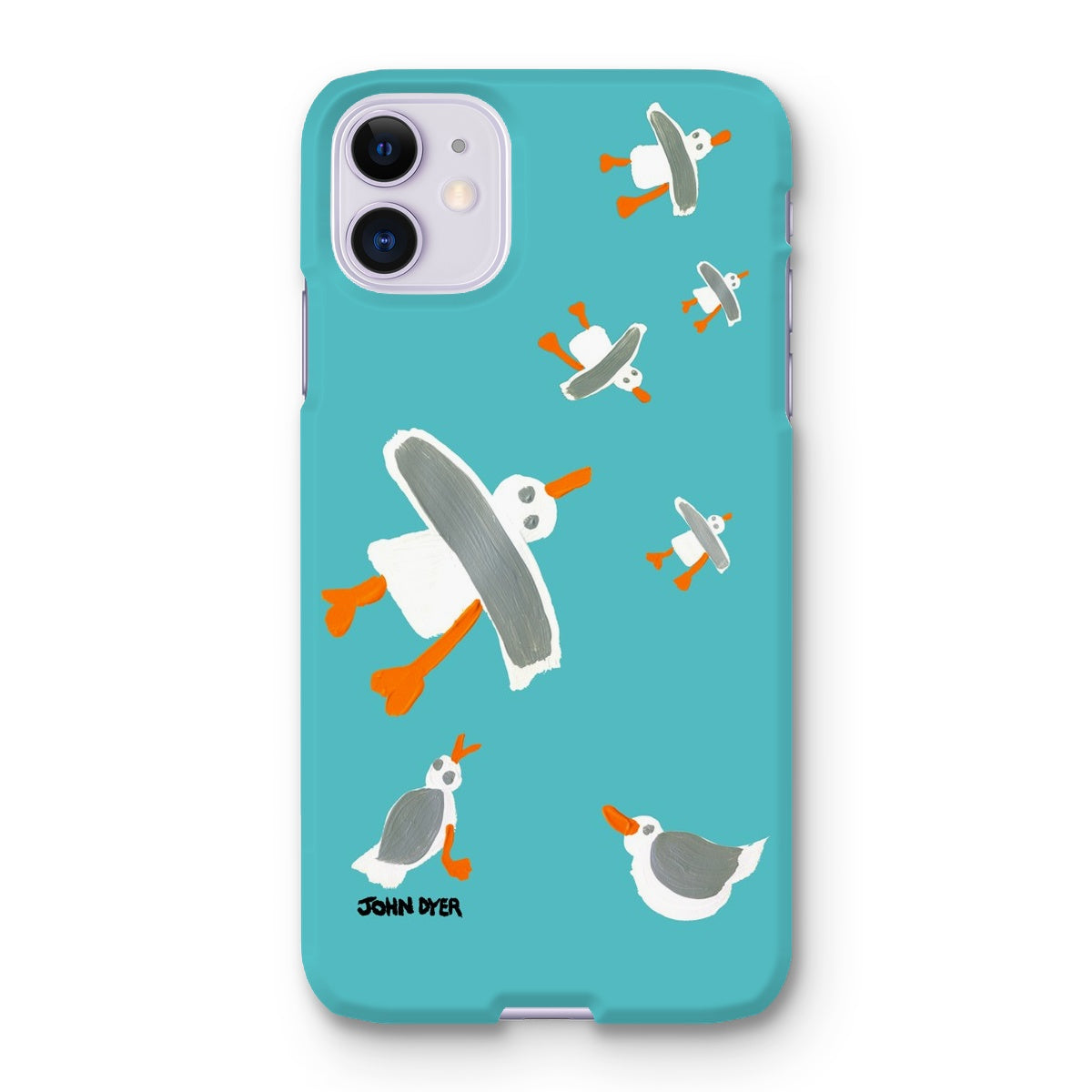 Snap Art Phone Case. Cornish Seagulls - Teal Colour. Artist John Dyer. Cornwall Art Gallery