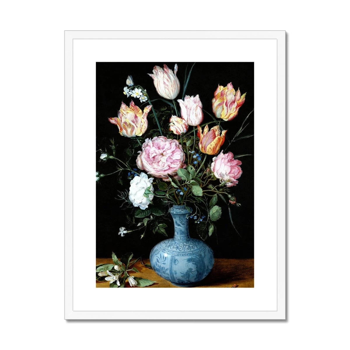 'Flowers in a Wan-Li Vase'. Garden Flowers. Still Life by Jan Breughel the Elder. Framed Open Edition Fine Art Print. Historic Art Jan Breughel the Elder
