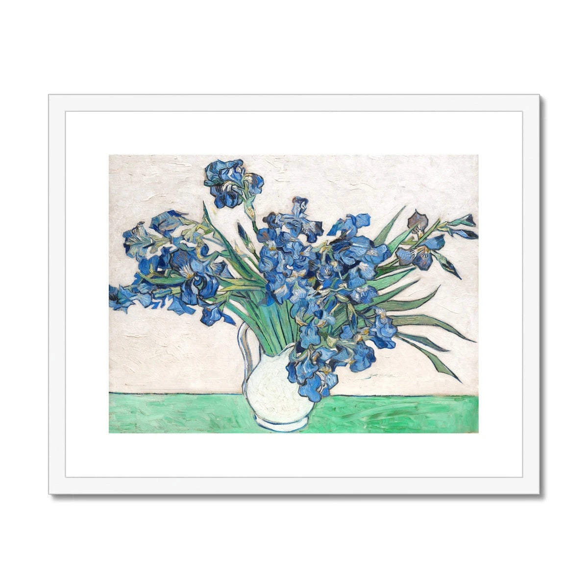 Vincent Van Gogh Framed Open Edition Art Print. 'Irises' Still-Life. Garden Flowers. Art Gallery Historic Art Vincent Van Gogh