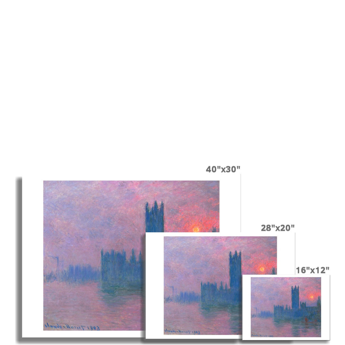 'Le Parlement, Soleil Couchant' (Parliament, Setting Sun- London) by Claude Monet. Open Edition Fine Art Print. Historic Art