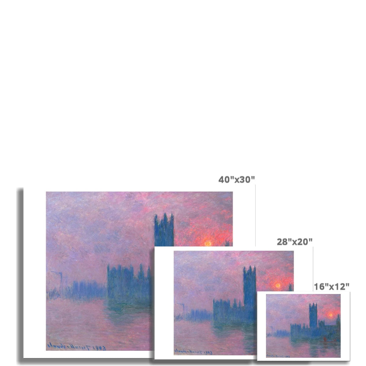 'Le Parlement, Soleil Couchant' (Parliament, Sunset - London) by Claude Monet. Open Edition Fine Art Print. Historic Art Claude Monet
