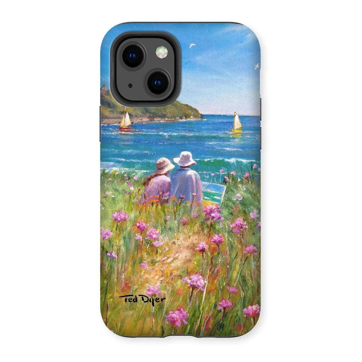 Tough Art Phone Case. 'Sea Pinks and Painters'. Artist Ted Dyer. Cornwall Art Gallery Ted Dyer