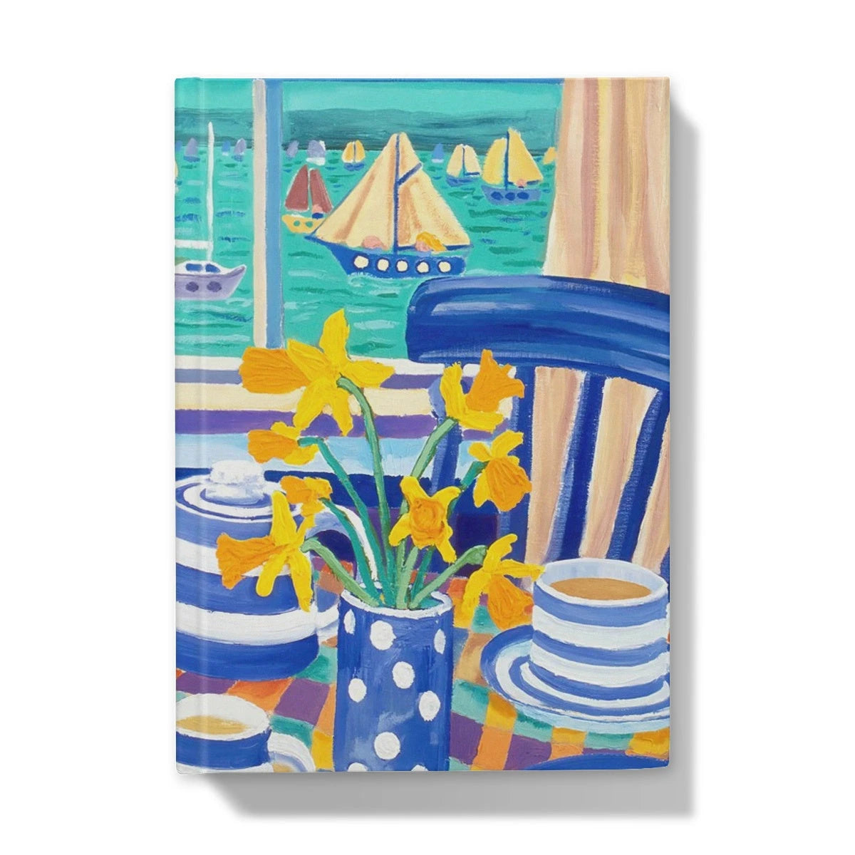 John Dyer Art Hardback Notebook Journal. Cornish Cream Tea with Spring Daffodils John Dyer