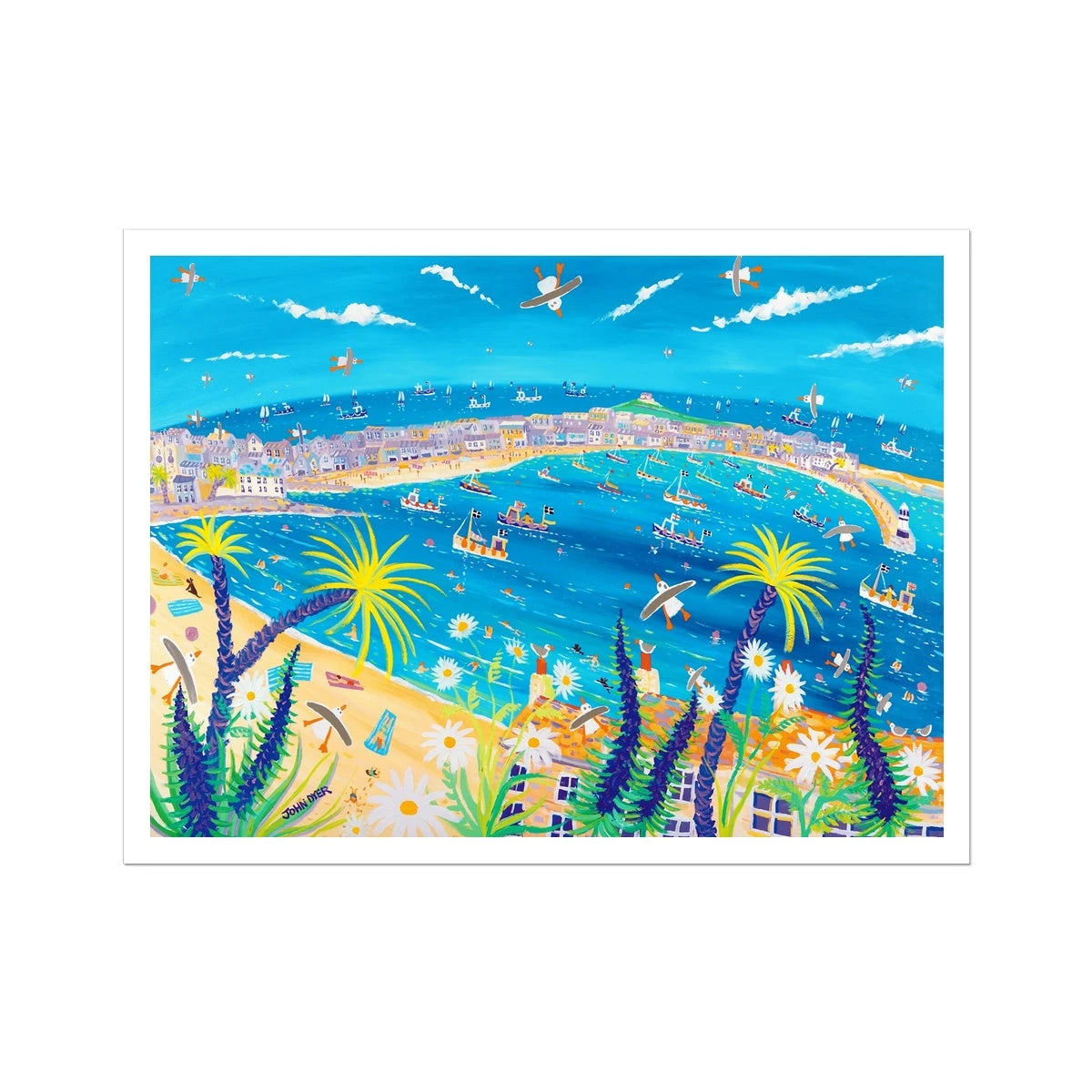 John Dyer Fine Art Beach Print. Open Edition Cornish Art Print. 'St Ives Blue'. Cornwall Art Gallery John Dyer