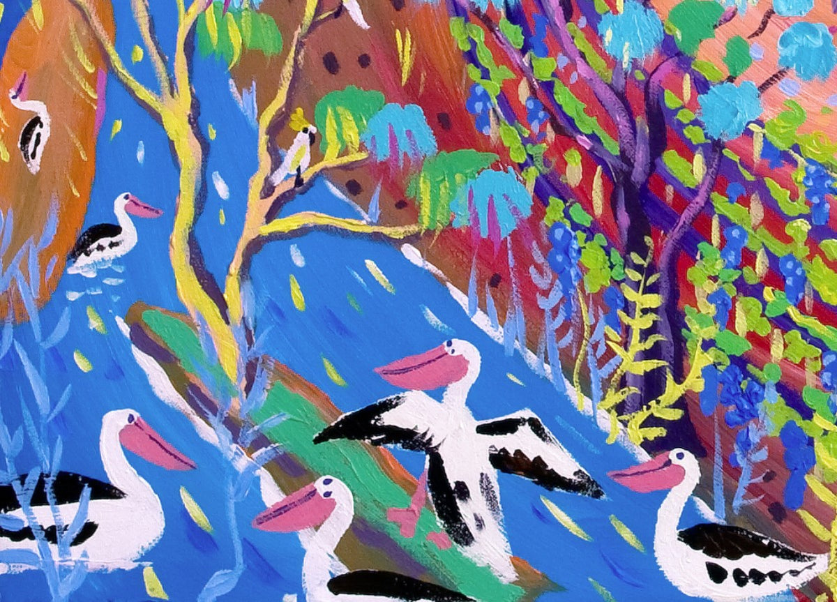 Original Painting by John Dyer. Blue Skies and Blazing Stars, Banrock Station, Australia.