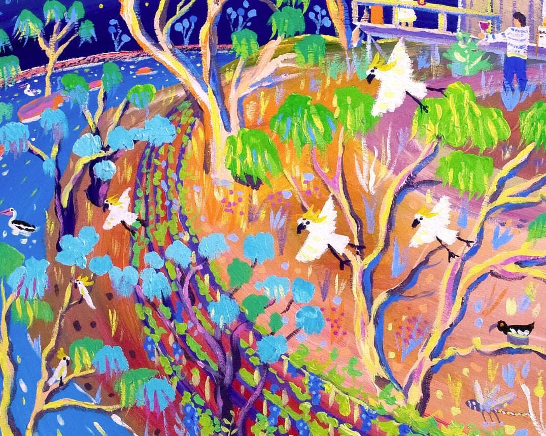 Original Painting by John Dyer. Blue Skies and Blazing Stars, Banrock Station, Australia. John Dyer