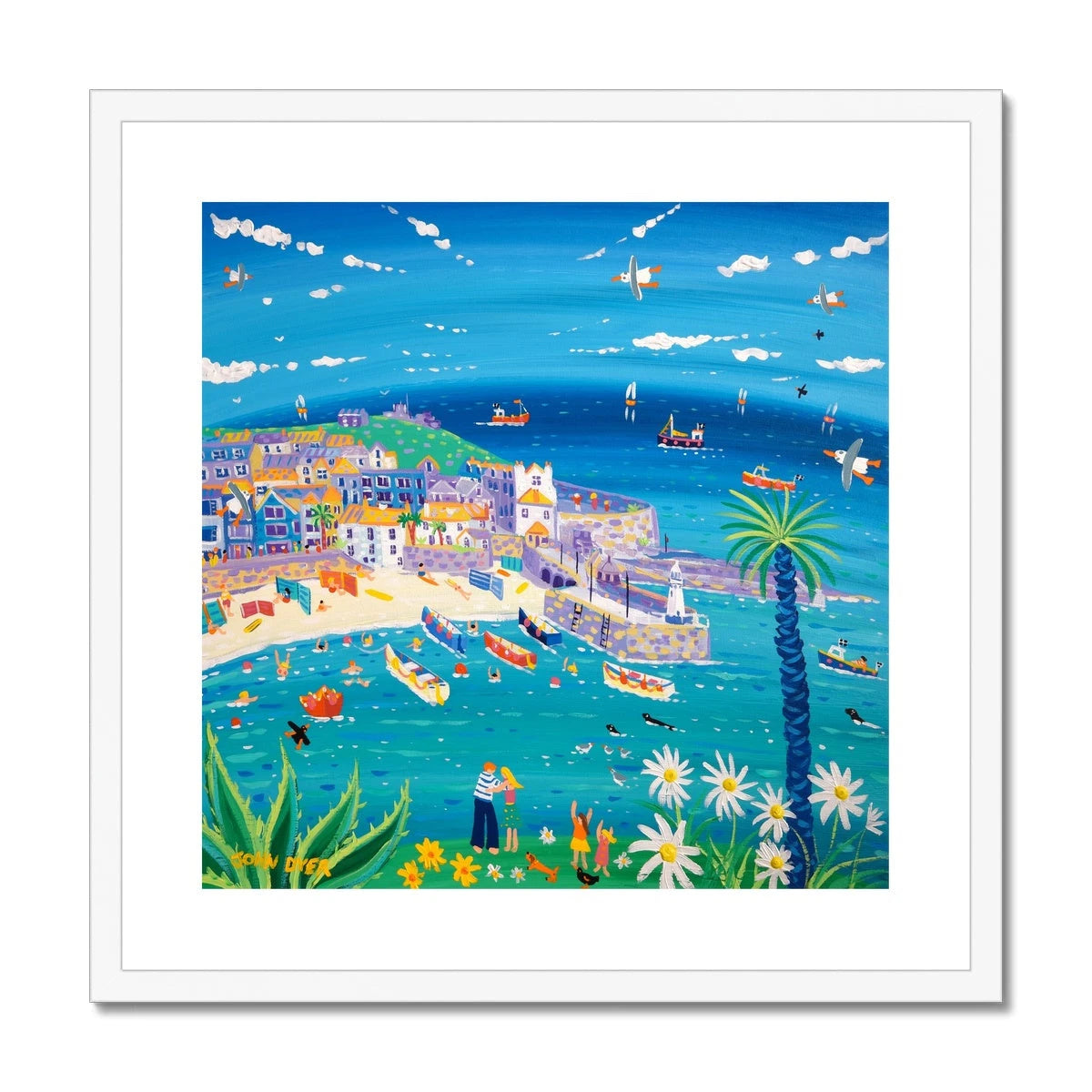 John Dyer Framed Open Edition Cornish Art Print. 'View across St Ives'. Cornwall Art Gallery John Dyer