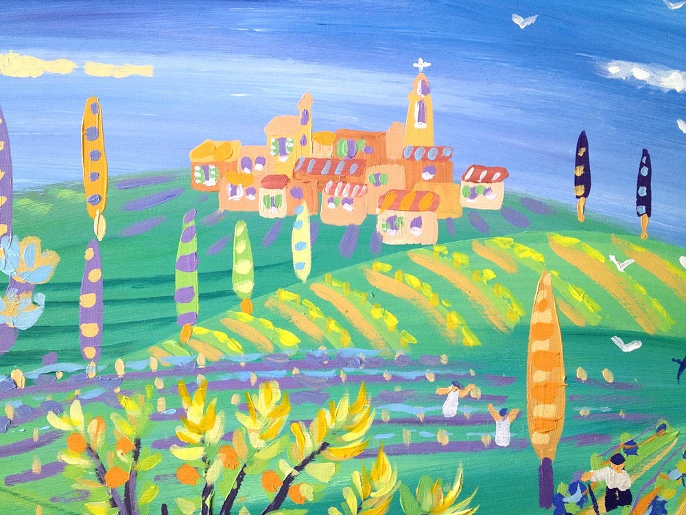 Original Painting by John Dyer. Fields of Vines, Italy. John Dyer