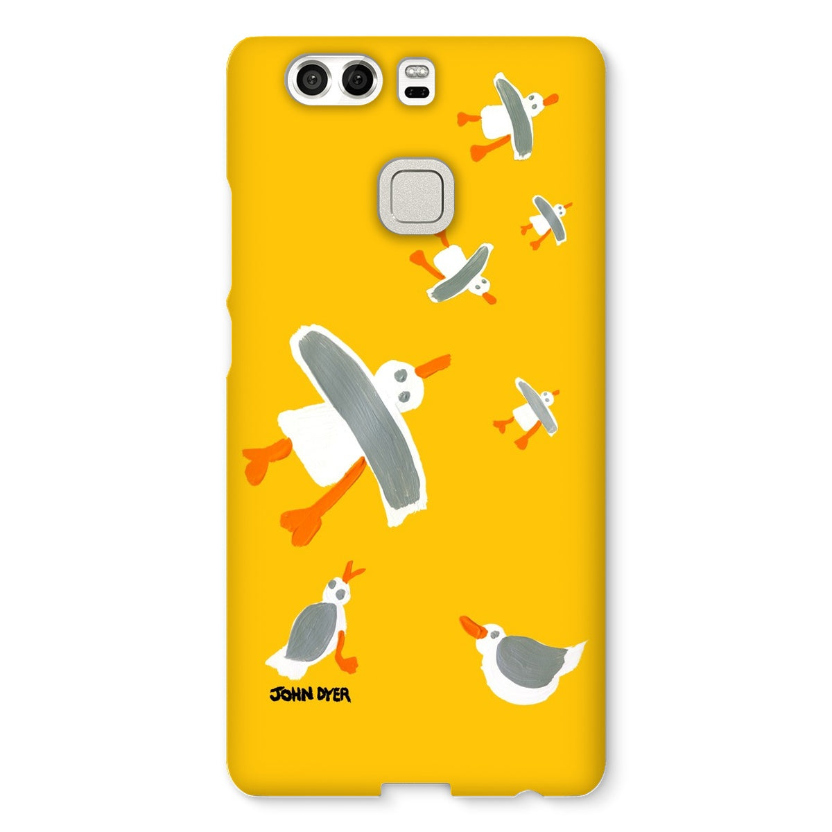 Snap Art Phone Case. Cornish Seagulls - Yellow Colour. Artist John Dyer. Cornwall Art Gallery