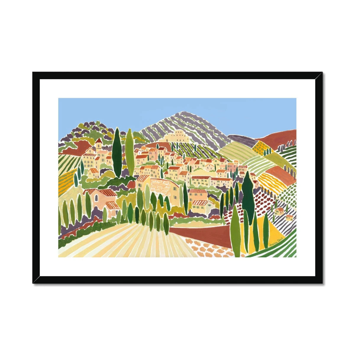 Joanne Short Framed Open Edition French Art Print. 'The Old Town, Vaison La Romaine, Provence'. French Art Gallery Joanne Short