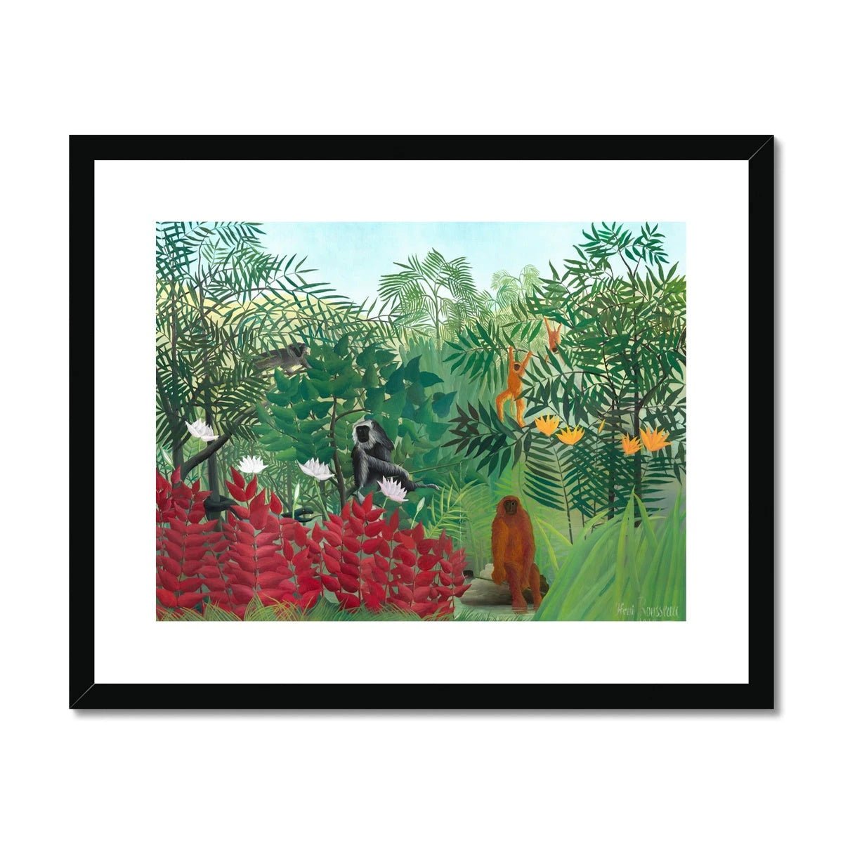 Henri Rousseau Framed Open Edition Art Print. 'Tropical Forest with Monkeys'. Art Gallery Historic Art Henri Rousseau
