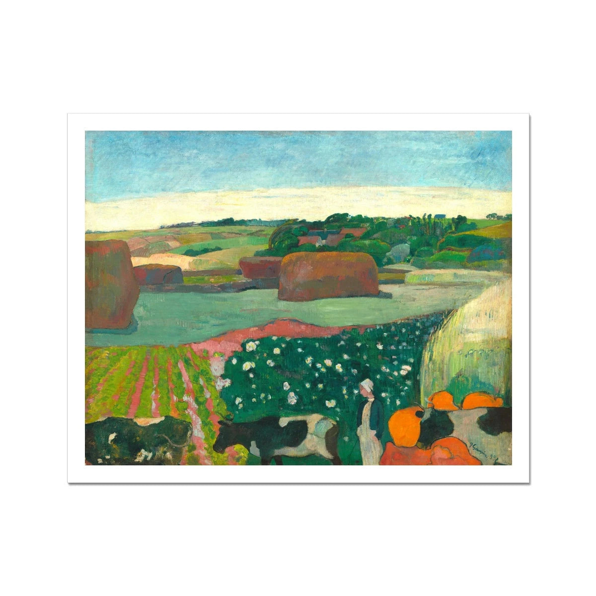 'Haystacks in Brittany' by Paul Gauguin. Open Edition Fine Art Print. Historic Art Paul Gauguin