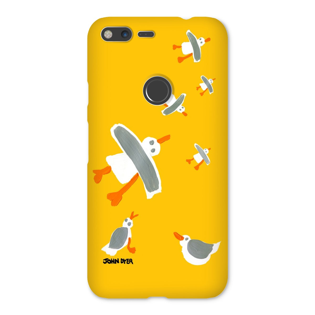 Snap Art Phone Case. Cornish Seagulls - Yellow Colour. Artist John Dyer. Cornwall Art Gallery