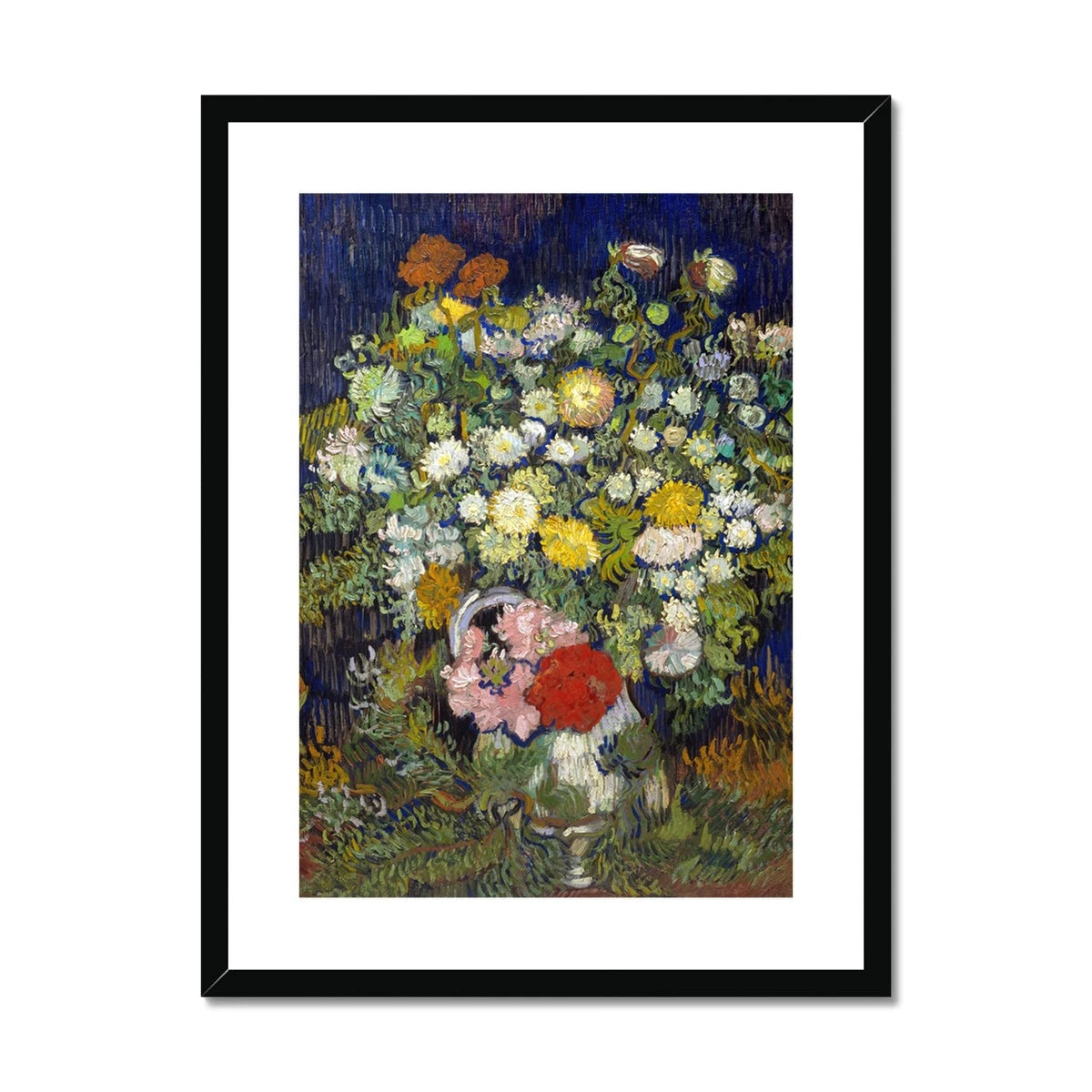 'Bouquet of Flowers a Vase' Garden Still Life by Vincent Van Gogh. Framed Open Edition Fine Art Print. Historic Art Vincent Van Gogh