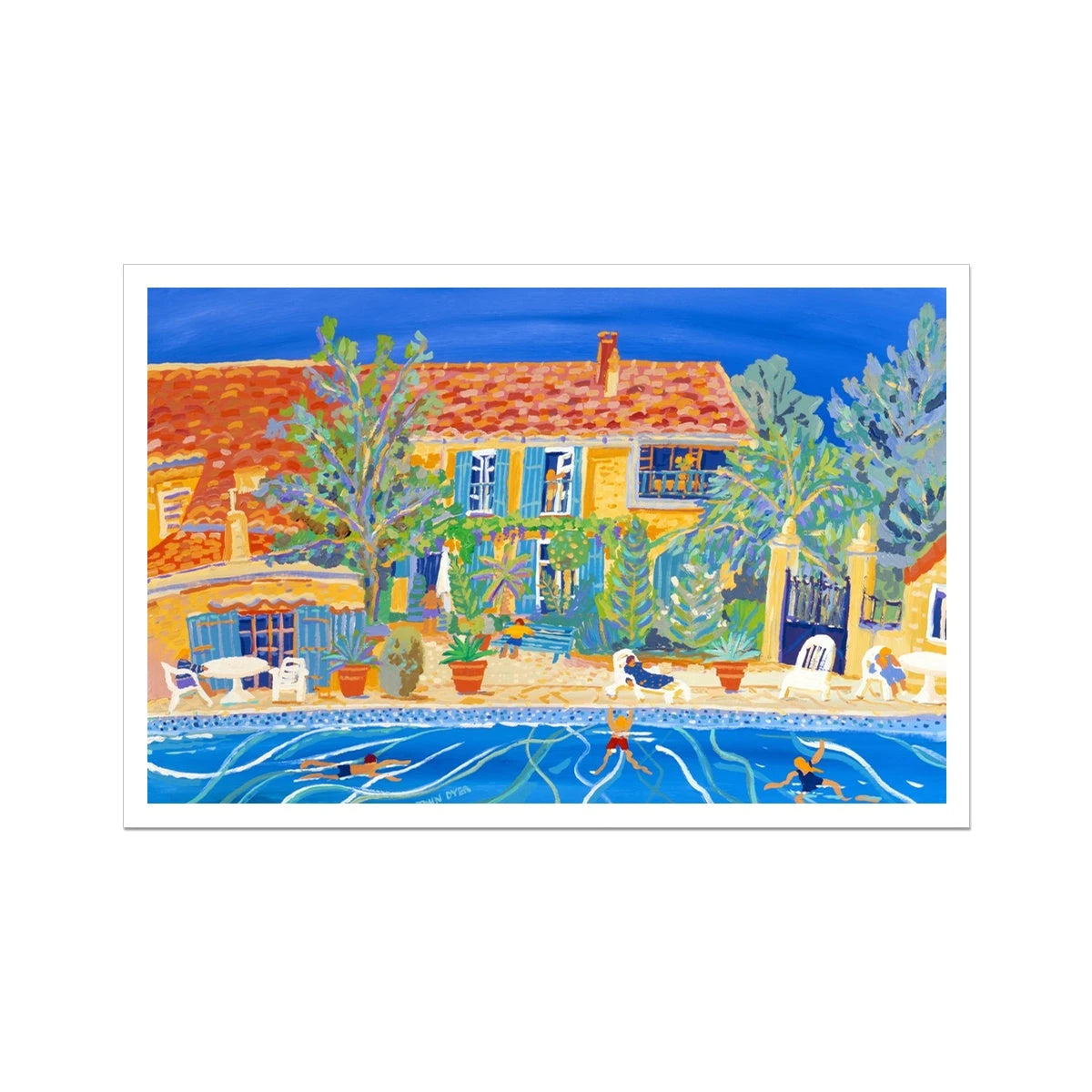 John Dyer Open Edition Art Print. 'Holidays in Provence, Rasteau'. French Art Gallery John Dyer