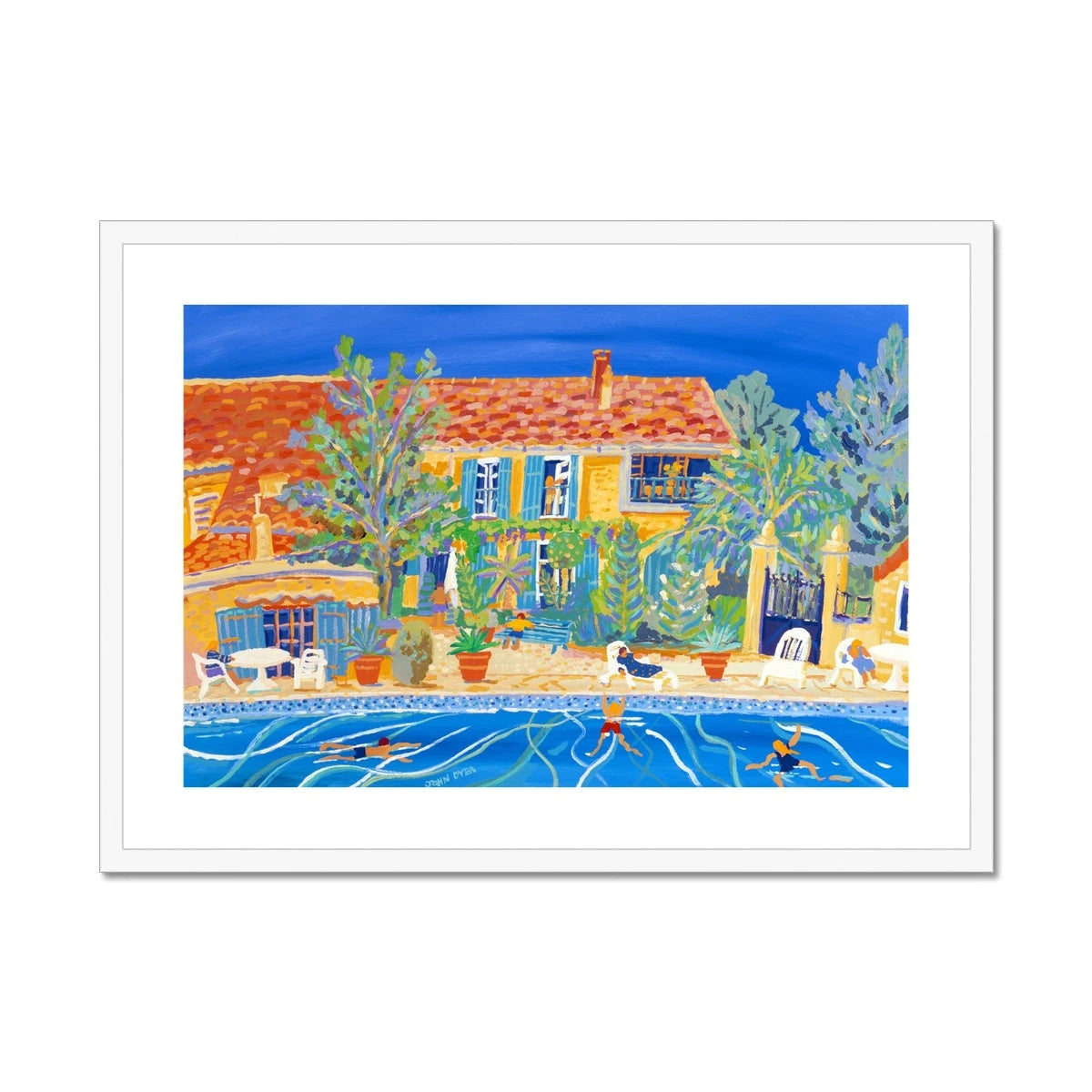 John Dyer Framed Open Edition Cornish Art Print. 'Holidays in Provence, Rasteau'. French Art Gallery John Dyer