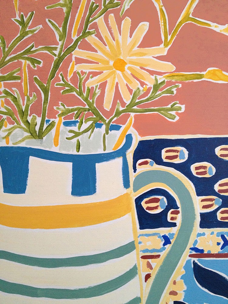 Original Painting by Joanne Short. Provençal Flowers. Daisies and Grasses. Provence, France.