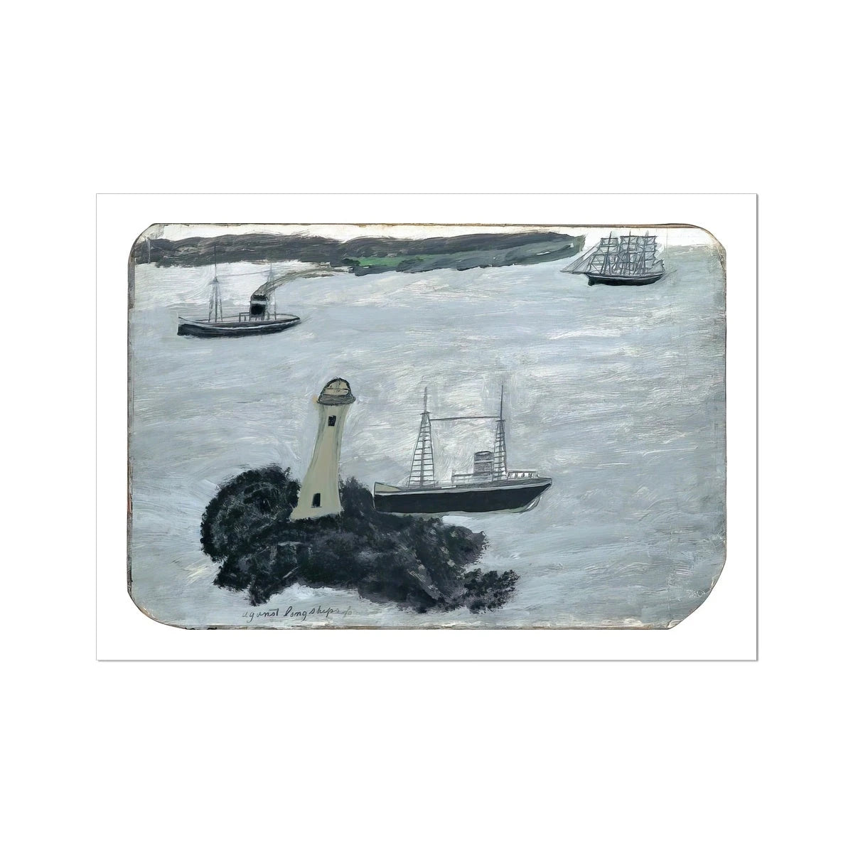 Alfred Wallis Open Edition Cornish Art Print. 'Against Longships, Fog'. St Ives Cornwall Art Gallery Historic Art Alfred Wallis