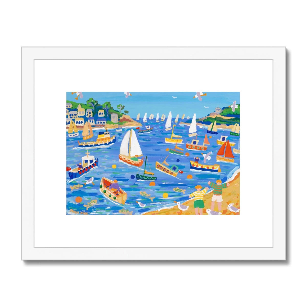John Dyer Framed Open Edition Cornish Fine Art Print. 'Sunday Sailing, Fowey'. Cornwall Art Gallery John Dyer