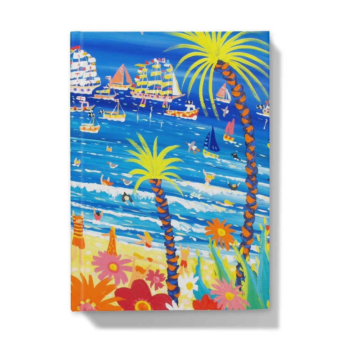 John Dyer Art Hardback Notebook Journal. Gyllyngvase Beach, Falmouth Tall Ships John Dyer