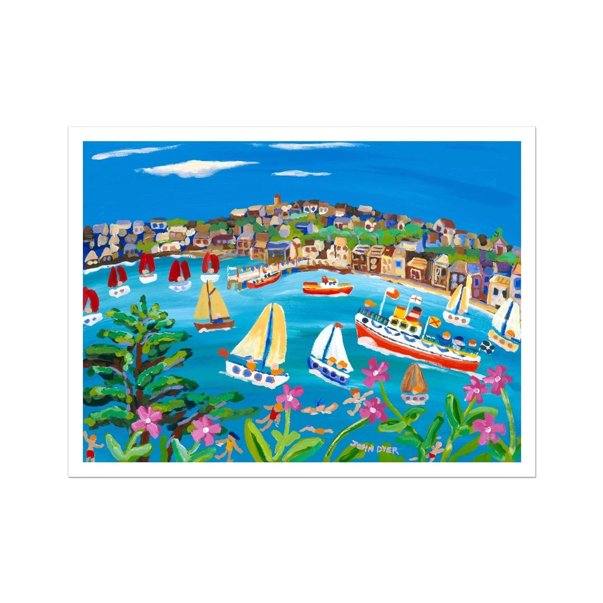 John Dyer Fine Art Print. Open Edition Cornish Art Print. 'Campion Days, Flushing'. Cornwall Art Gallery John Dyer