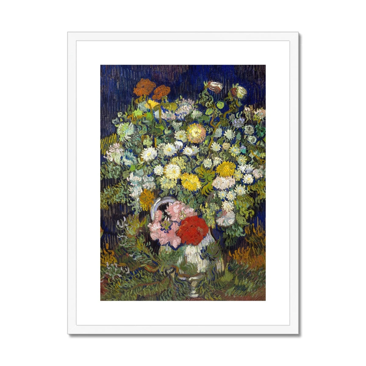 'Bouquet of Flowers a Vase' Garden Still Life by Vincent Van Gogh. Framed Open Edition Fine Art Print. Historic Art Vincent Van Gogh