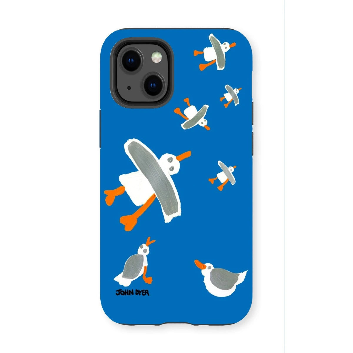 Tough Art Phone Case. Cornish Seagulls - Blue Colour. Artist John Dyer. Cornwall Art Gallery John Dyer