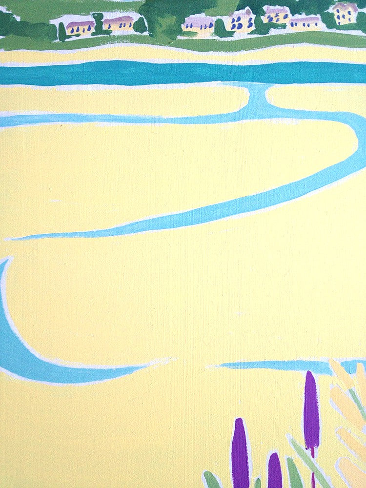Original Painting by Joanne Short. Grasses and Flowers at Low Tide, the Camel Estuary, Cornwall.