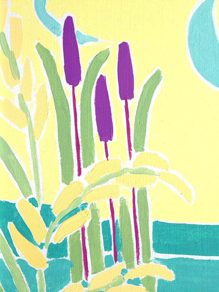 Original Painting by Joanne Short. Grasses and Flowers at Low Tide, the Camel Estuary, Cornwall.