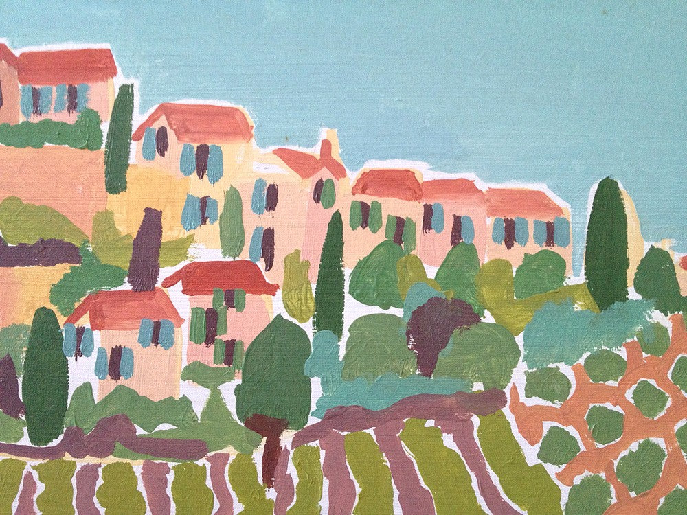 Original Painting by Joanne Short. Patchwork Fields, Faucon. Provence, France. Joanne Short