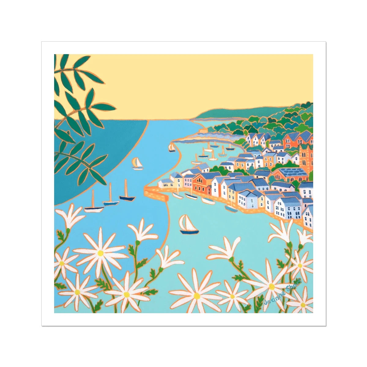 Joanne Short Open Edition Cornish Art Print. 'Looking down at the River, Fowey'. Cornwall Art Gallery Joanne Short