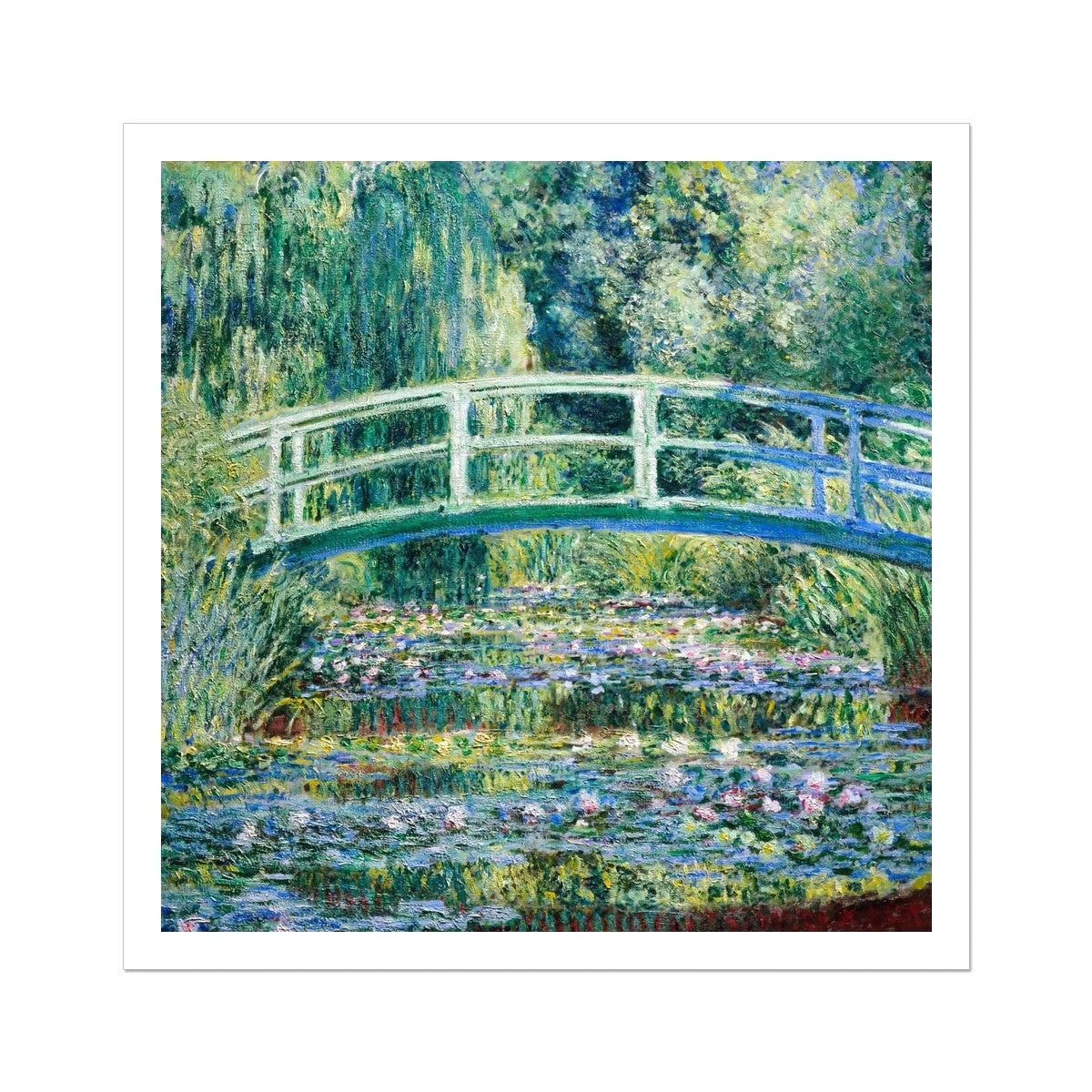 'Water Lilies and Japanese Bridge' by Claude Monet. Giverny Garden. Open Edition Fine Art Print. Historic Art Claude Monet