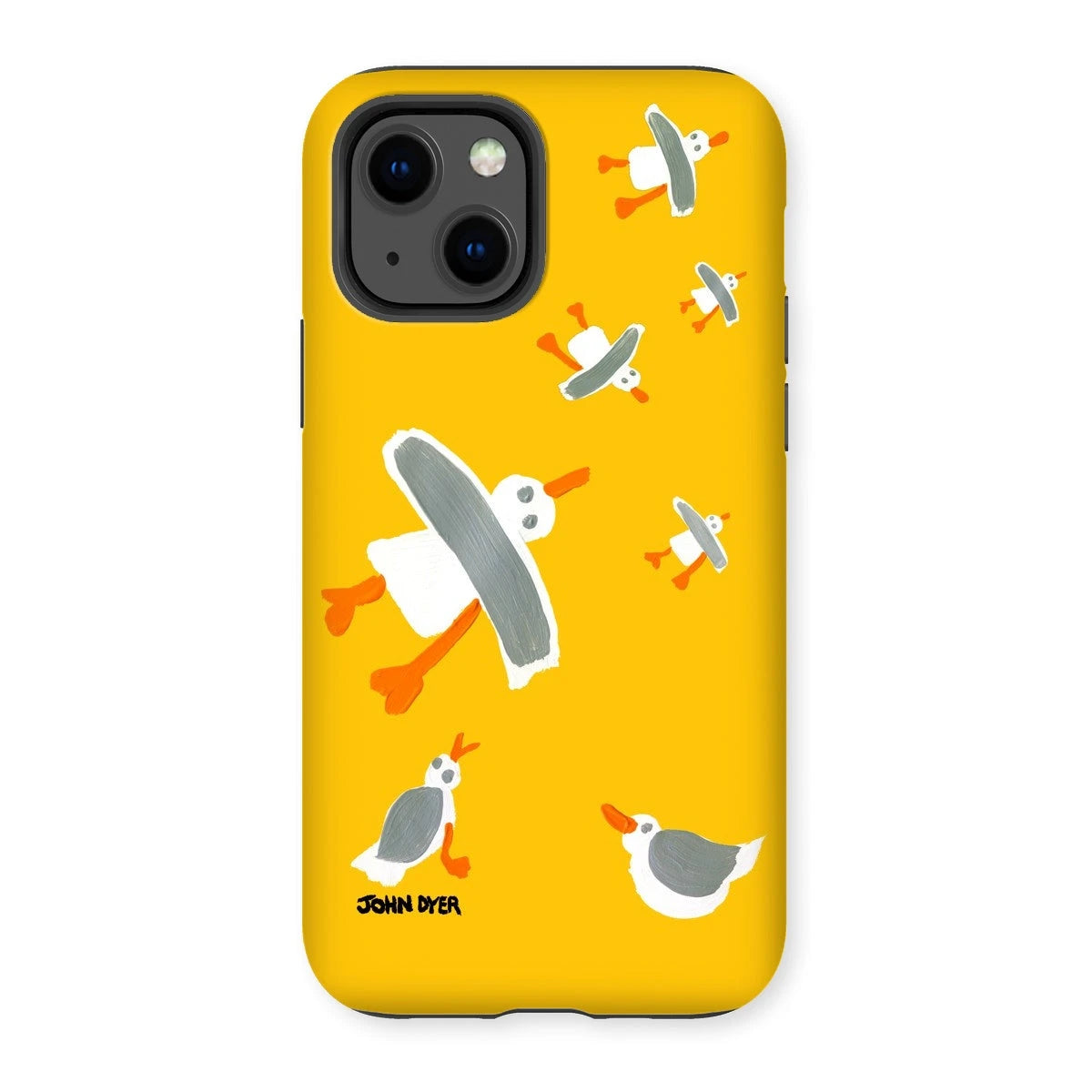 Tough Art Phone Case. Cornish Seagulls - Yellow Colour. Artist John Dyer. Cornwall Art Gallery John Dyer
