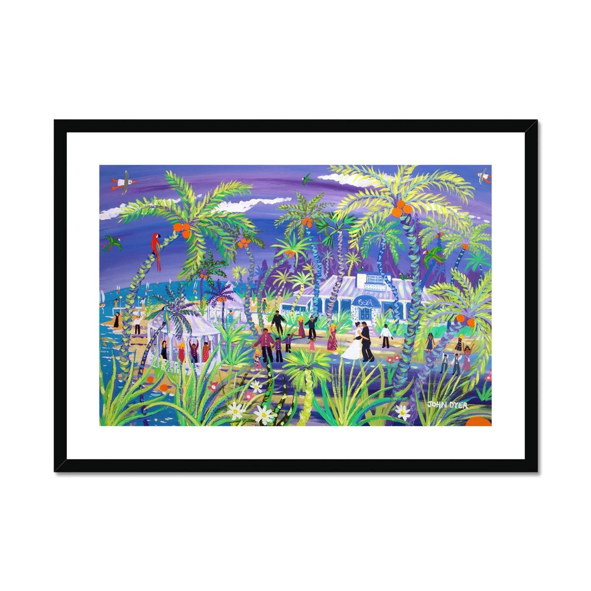John Dyer Framed Open Edition Cornish Art Print. 'Caribbean Wedding at the Grand Old House, Cayman Islands'. Caribbean Art Gallery John Dyer