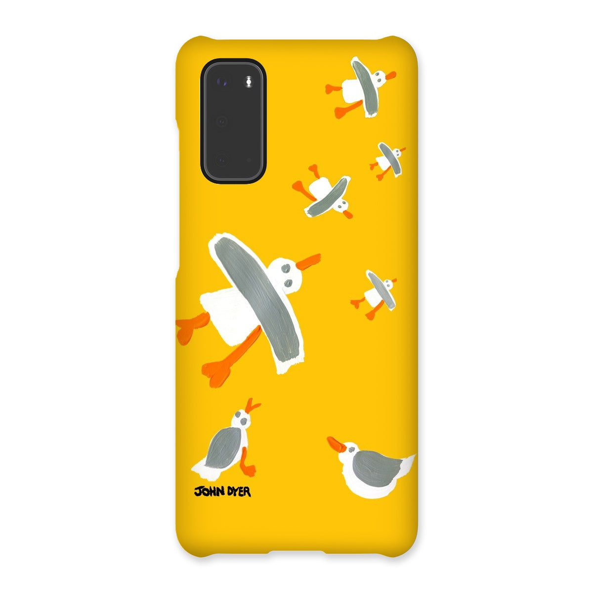 Snap Art Phone Case. Cornish Seagulls - Yellow Colour. Artist John Dyer. Cornwall Art Gallery