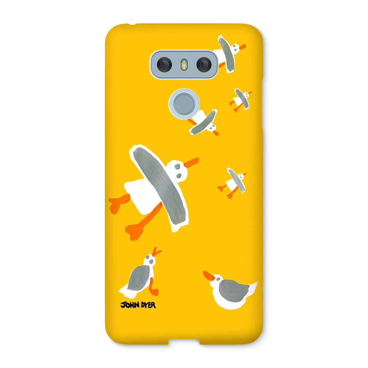 Snap Art Phone Case. Cornish Seagulls - Yellow Colour. Artist John Dyer. Cornwall Art Gallery