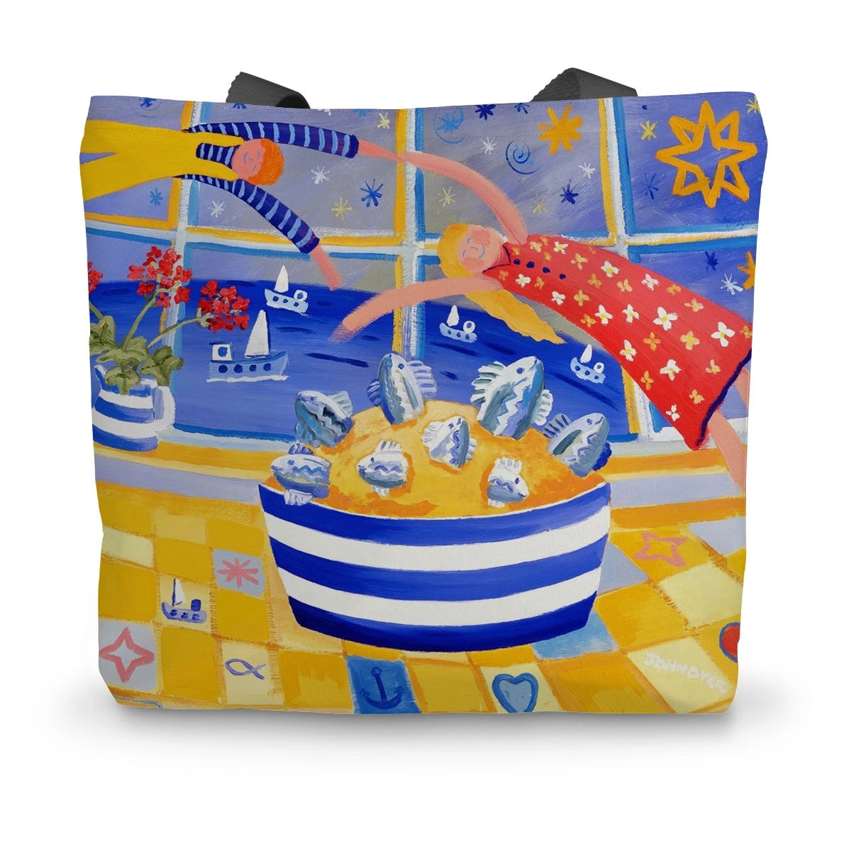 Enjoying the Day's Catch, Cornwall - by John Dyer Canvas Tote Bag John Dyer