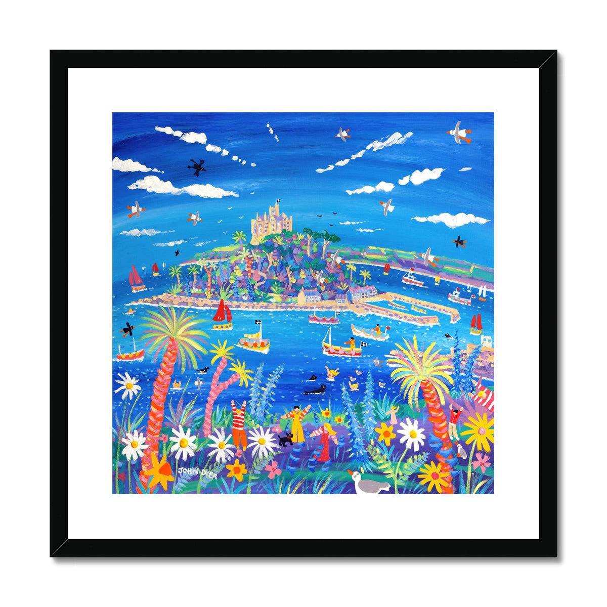 John Dyer Framed Open Edition Cornish Fine Art Print. 'Cornish Springtime, St Michael's Mount'. Cornwall Art Gallery