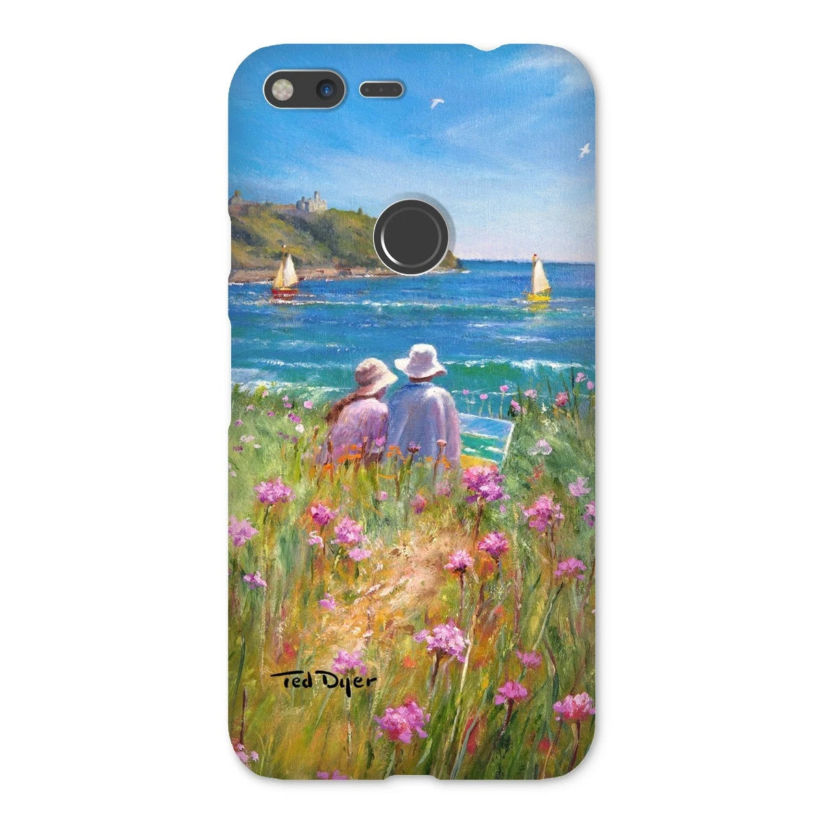 Snap Art Phone Case. Sea Pinks and Painters, Falmouth. Artist Ted Dyer. Cornwall Art Gallery Ted Dyer