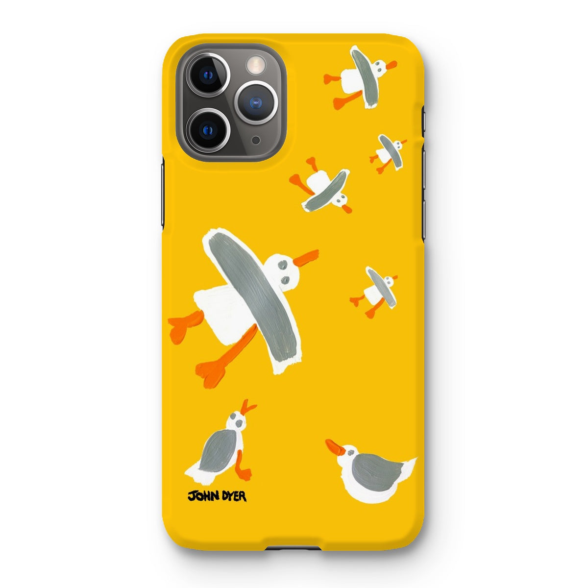 Snap Art Phone Case. Cornish Seagulls - Yellow Colour. Artist John Dyer. Cornwall Art Gallery