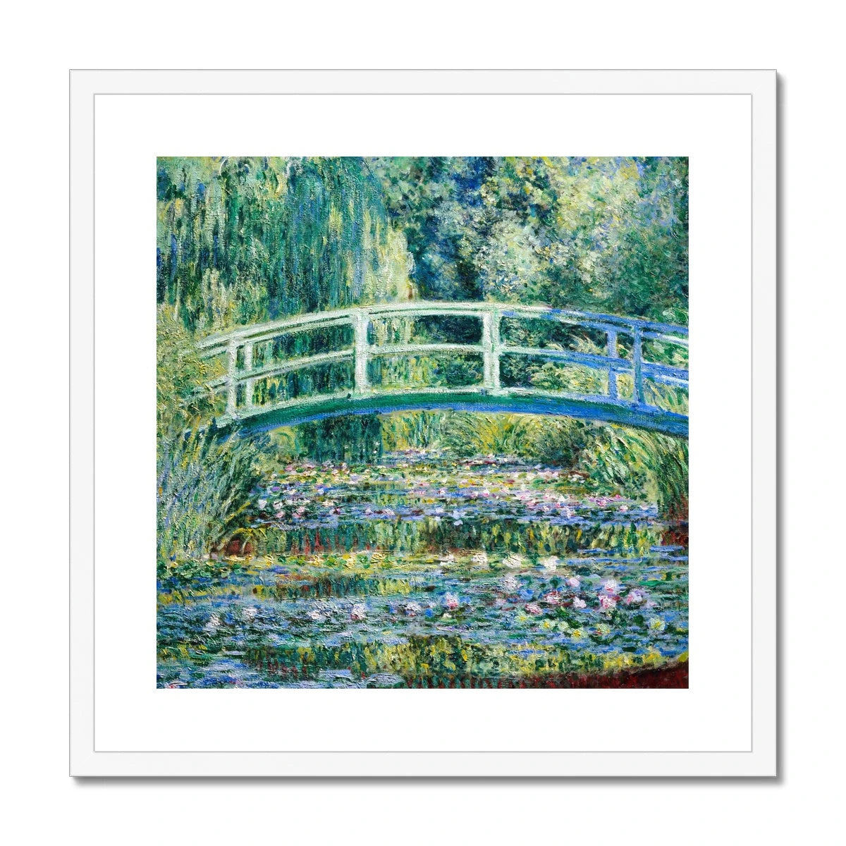 Claude Monet Framed Open Edition Art Print. 'Water Lilies and Japanese Bridge'. Giverny Garden. Art Gallery Historic Art Claude Monet