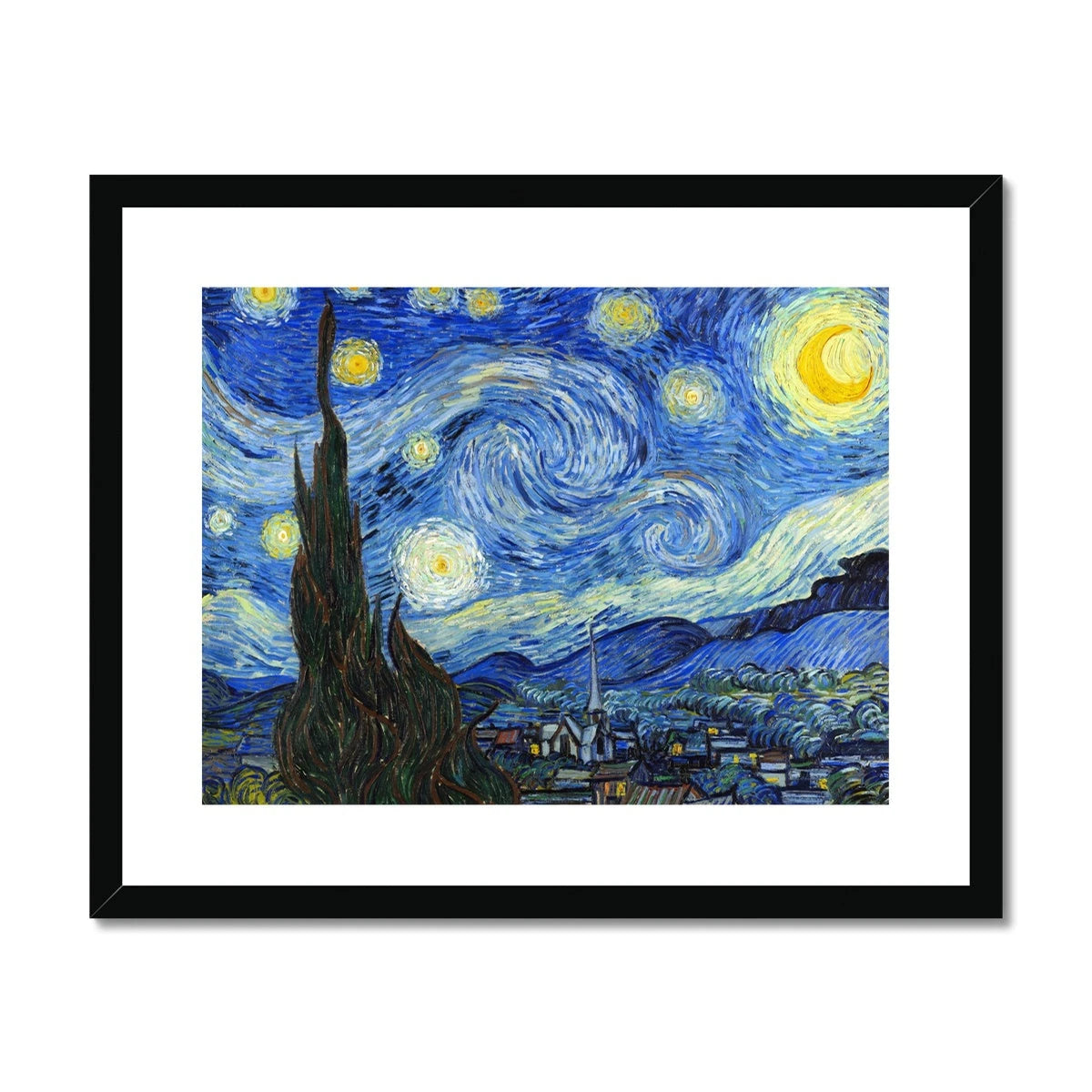 Vincent Van Gogh Framed Open Edition Art Print. 'Starry Night'. Art Gallery Historic Art Vincent Van Gogh