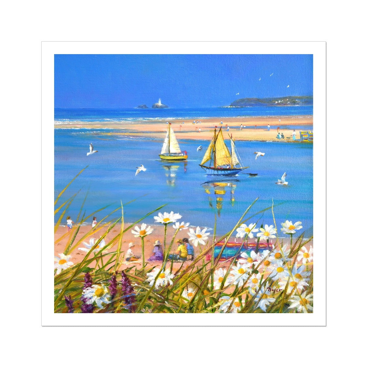 Ted Dyer Fine Art Print. Open Edition Cornish Art Print. 'Warmth of the Day, Hayle'. Cornwall Art Gallery Ted Dyer