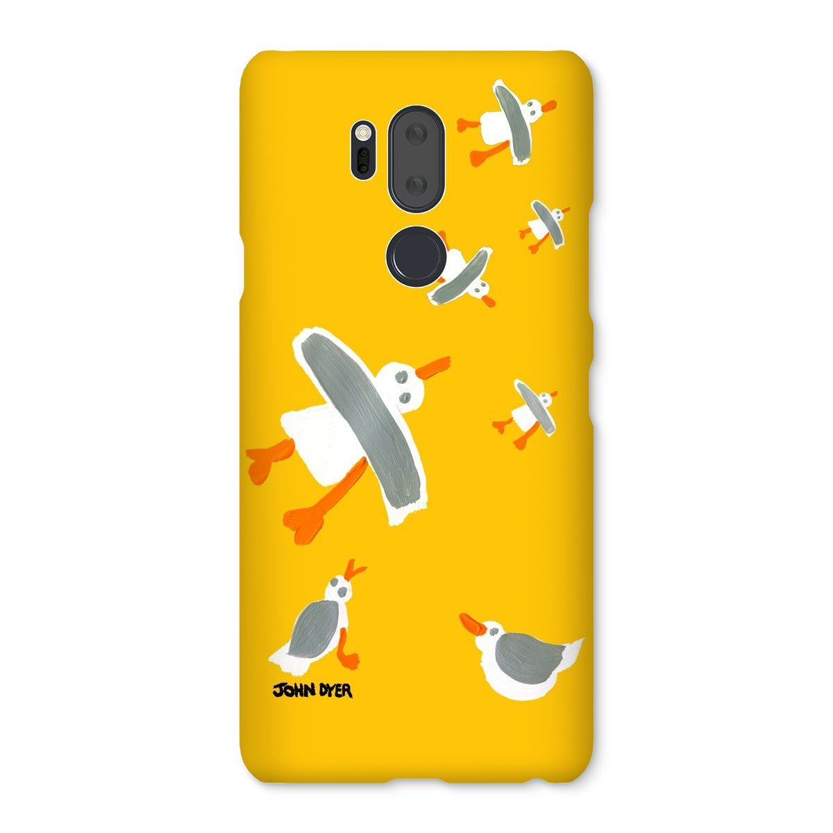 Snap Art Phone Case. Cornish Seagulls - Yellow Colour. Artist John Dyer. Cornwall Art Gallery