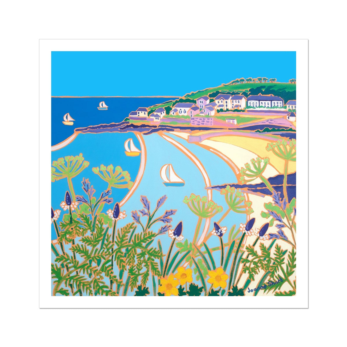 Joanne Short Open Edition Cornish Art Print. 'Perfect Day, Portscatho'. Cornwall Art Gallery