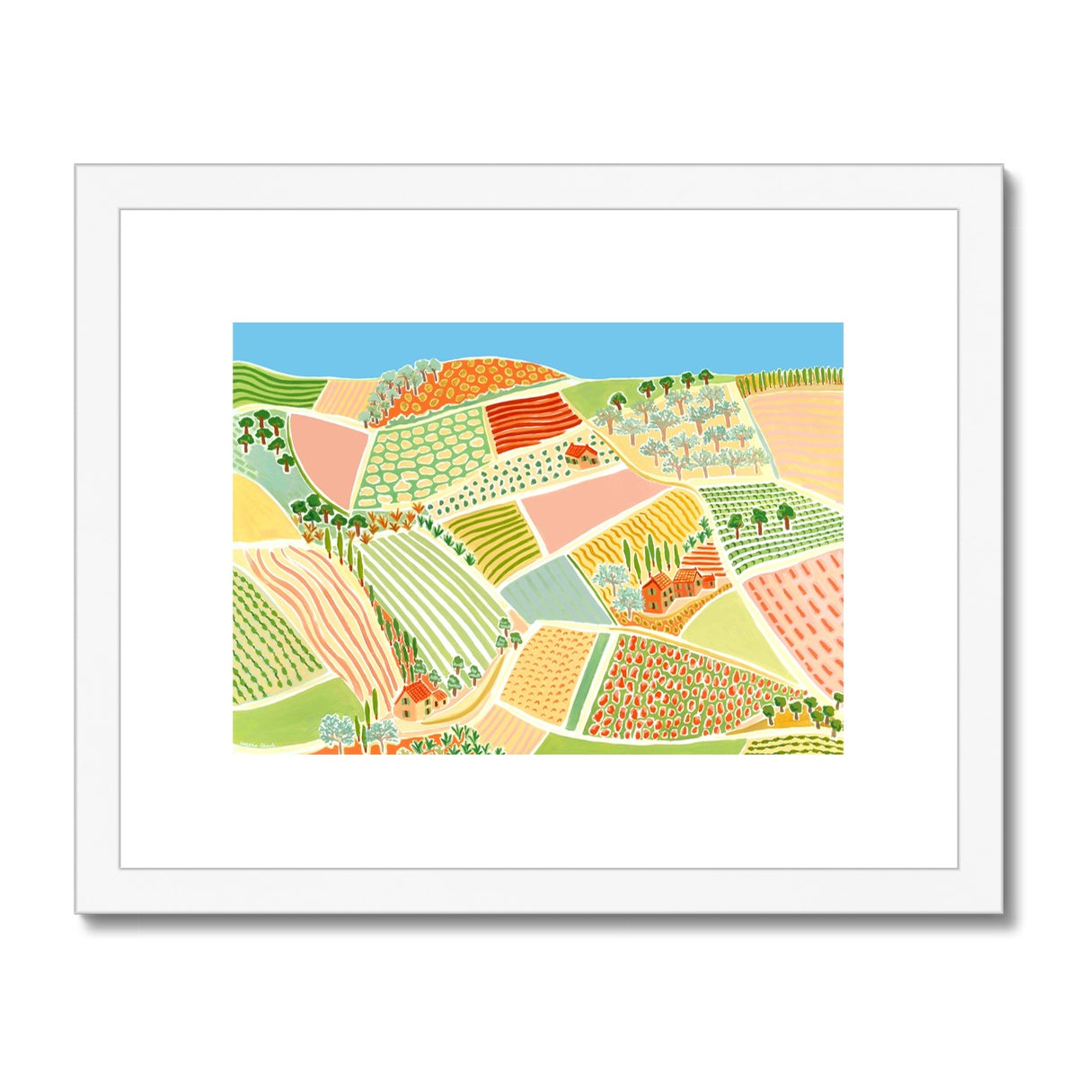 Joanne Short Framed Open Edition French Art Print. 'Rasteau Hillside, Provence'. French Art Gallery